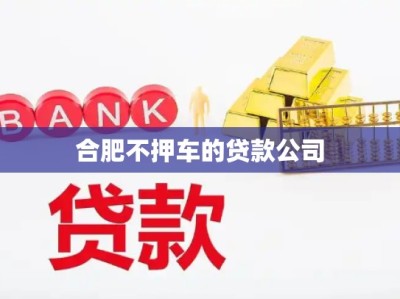 合肥不押车的贷款公司
