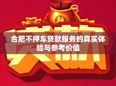 合肥不押车贷款服务的真实体验与参考价值